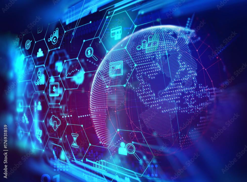fintech icon on abstract financial technology background . Stock ...
