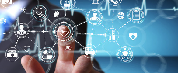 Aufkleber - Businessman using digital medical interface 3D rendering