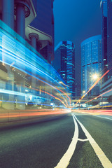 traffic trails in downtown hong kong,china,asia.