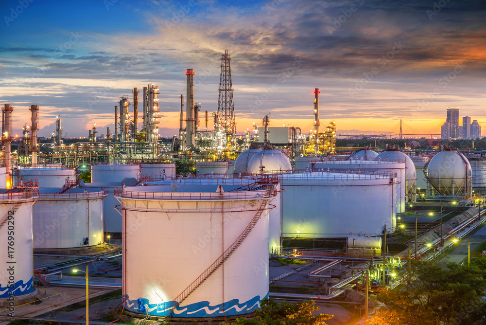 Oil and gas industry - refinery at sunset - factory - petrochemical ...