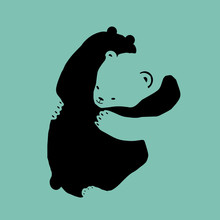 Cute Concept Of Two Bears Hugging Each Other. Vector Illustration Using Negative Space.