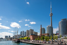 People Enjoying Beautiful Sunny Afternoon Near Lake Ontario In Toronto