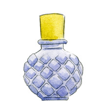 Purple Perfume Bottle With Yellow Lid