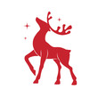 © Svetlana Ivanova - Illustration with silhouette of a red reindeer isolated on white background. Vector design with Christmas deer.