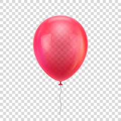 red realistic balloon. red ball isolated on a transparent background for designers and illustrators.