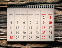 December 25 In The Calendar On The Wood Background
