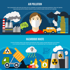 Wall Mural -  Pollution Problem Banners Set 