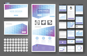 Wall Mural - website design template and interface elements