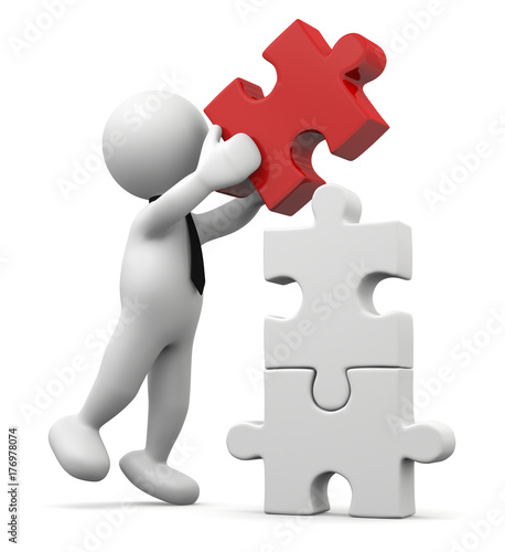 omino 3d che compone puzzle StockIllustration Adobe Stock