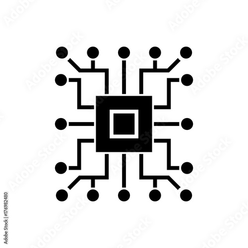 Computer Science Circuit Icon Illustration Vector Sign On