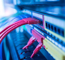 ethernet cables connected to internet switch.