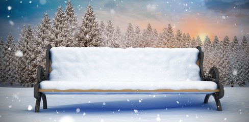 Canvas Print - Composite image of bench covered with snow