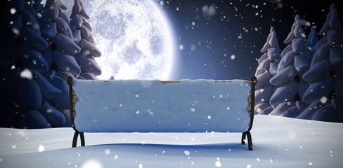 Wall Mural - Composite image of snow covered bench