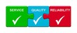 3 Puzzle Buttons zeigen Service Quality Reliability
