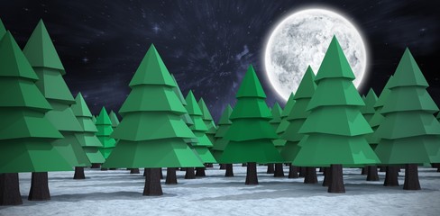 Canvas Print - Composite image of green christmas trees