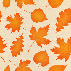 Wall Mural - Seamless pattern with colorful autumn leaves