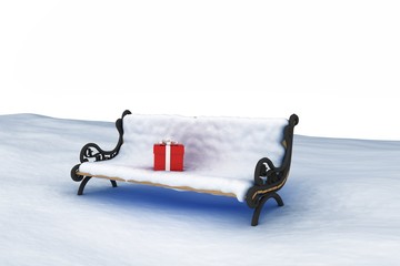 Canvas Print - Digital generated image of gift boxes on park bench