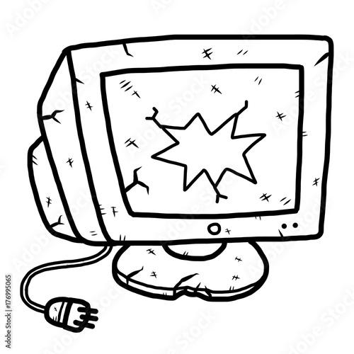 Broken Computer Cartoon Vector And Illustration Black And White Hand Drawn Sketch Style Isolated On White Background Buy This Stock Vector And Explore Similar Vectors At Adobe Stock Adobe Stock,Artwork Steam Profile Picture