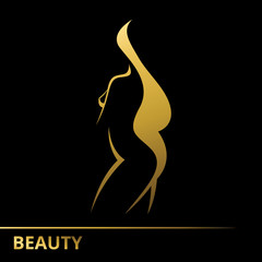 Sticker - Vector silhouette of a girl template logo or an abstract concept for beauty salons, spa, cosmetics, fashion and beauty industry