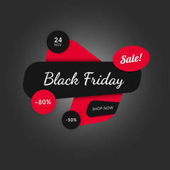 Poster - Black friday vector banner. Sale offer flat sticker.