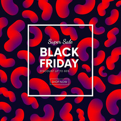 Poster - Abstract black friday sale banner vector design with abstract fluid backdrop.