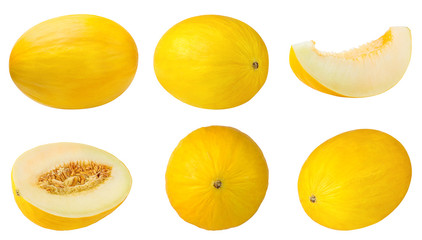 Wall Mural - Fresh melon isolated set on white background with clipping path