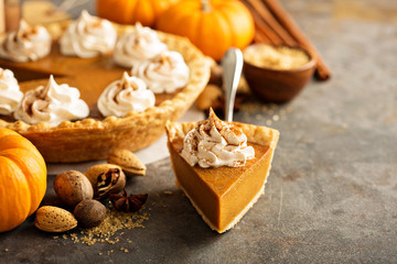 Wall Mural - Pumpkin pie with whipped cream