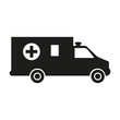 © OnD - Ambulance car black silhouette on white background. Paramedic emergency auto.