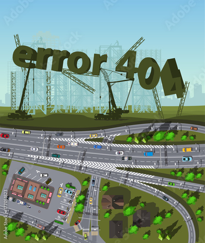 Web Banner With 404 Error Message With Top View City Buy This