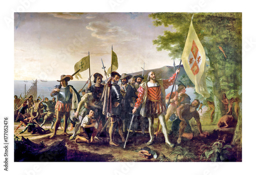 Cuadros en Lienzo Christopher Columbus landed at Guanahani