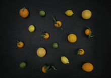 Citrus Varieties On A Blackboard