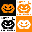 Four icons of pumpkins with bats and happy Halloween wishes . Vector illustration
