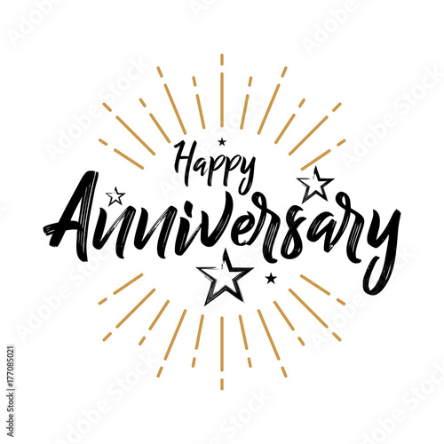 Cuadros en Lienzo Happy Anniversary - Fireworks - Grunge, Typography, Handwritten vector illustrat