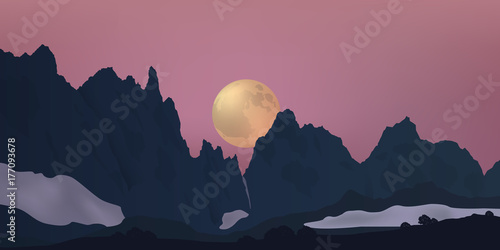 Paysage Montagne Lune Clair De Lune Aube Alpes
