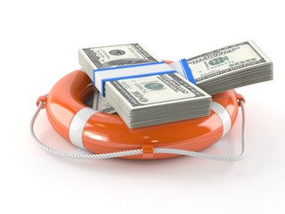 Canvas Print - Dollars with life buoy