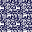Deer and flowers vector seamless pattern