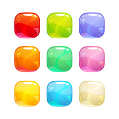 Colorful glossy jelly candies set.