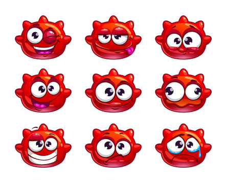 Funny cartoon red jelly monster