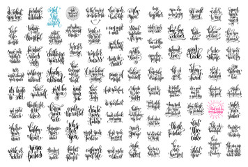 Poster - set of 100 hand lettering inscription positive quotes