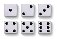 Set Of Vector Realistic White Dice Isolated On White Background