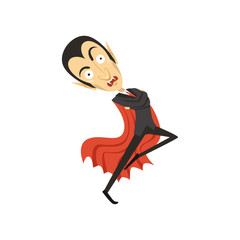 Sticker - Count Dracula, dancing vampire in black suit and red cape