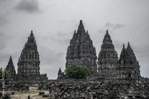 Plakat Widok na świątynię Candi Prambanan.