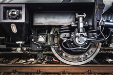 A Train Wheel Close-up. Railway Industry
