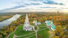 Church Of The Ascension In Kolomenskoye Park In Autumn Season (aerial View), Moscow, Russia