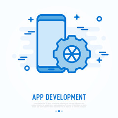 Wall Mural - mobile app development thin line icon. vector illustration.