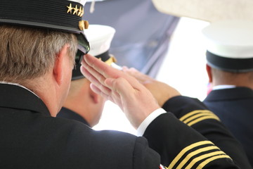 Wall Mural - a military man saluting the flag