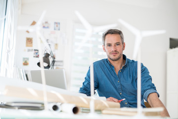 Wall Mural - Architect working on an ecological construction project