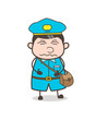 Cartoon Mailman Confounded Face Vector Expression