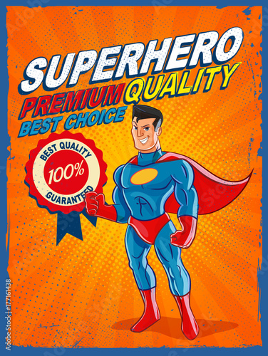 Plakat sztandar najwyższej jakości z superbohaterem