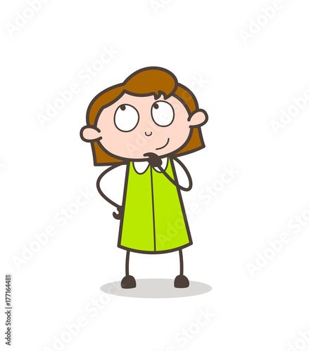 Cartoon Young Girl Thinking Face Vector Buy This Stock Vector And Explore Similar Vectors At Adobe Stock Adobe Stock